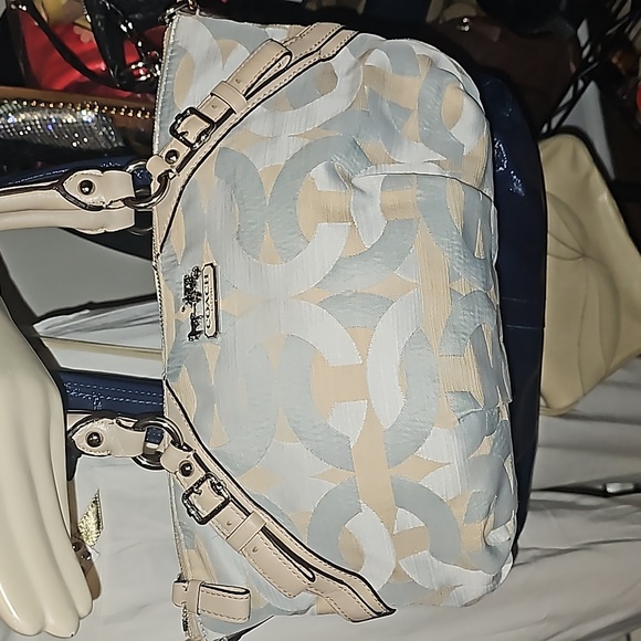 Coach Handbags - Coach  Signature Op Art Sophia Chain Link Hobo Bag in Cream/ Seafoam
